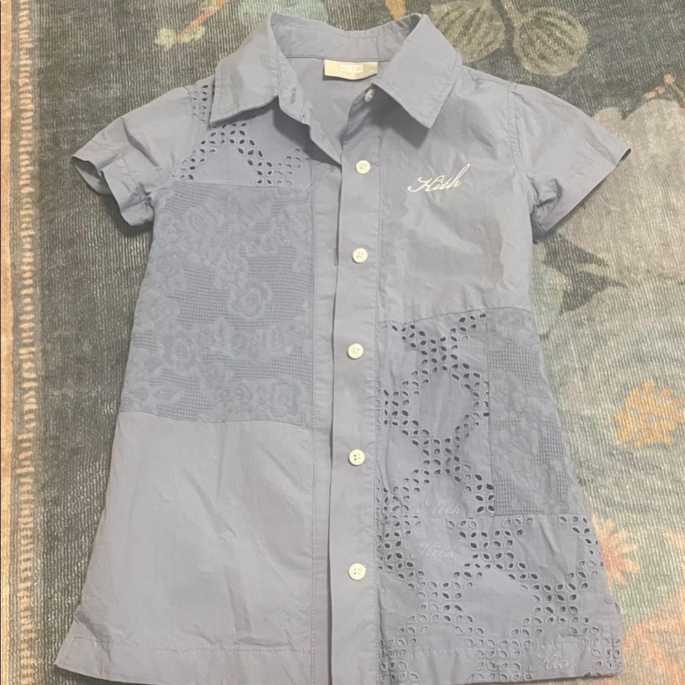 Kith Toddler Girl XS Light Blue Short Sleeve Shirt Dress NWT